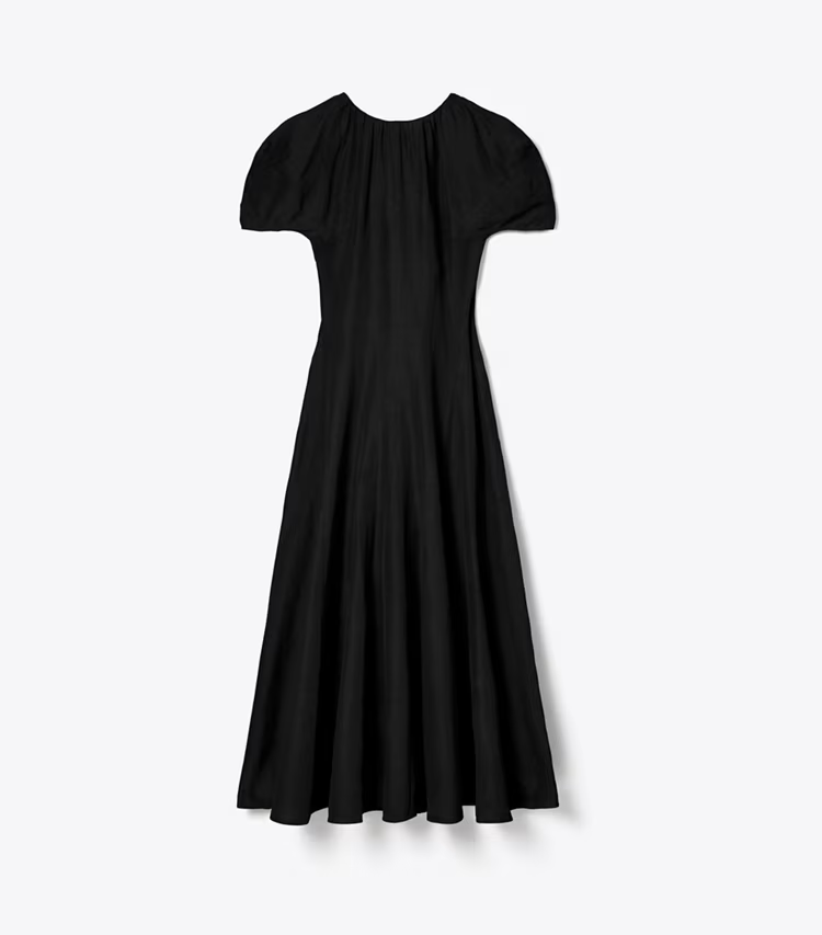 Balloon Sleeve Linen Dress