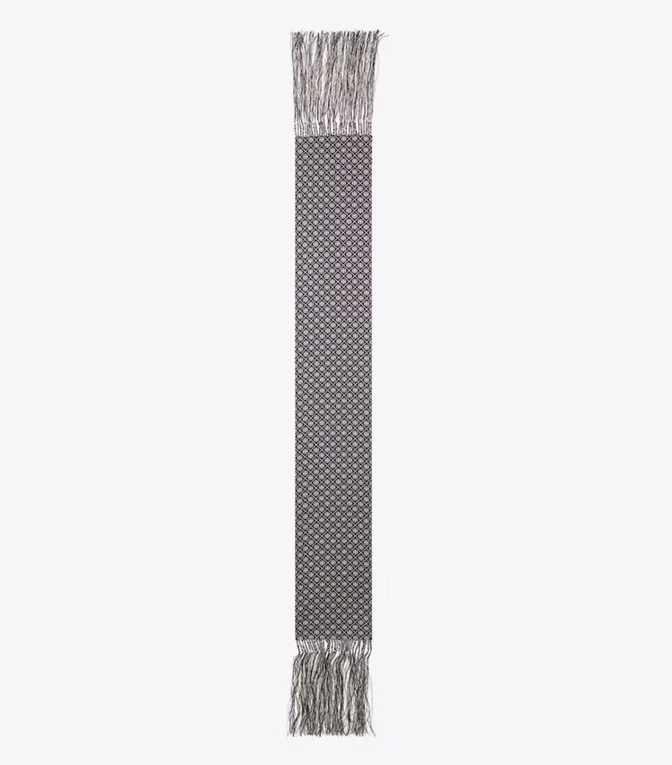 T Monogram Fringed Oblong Scarf