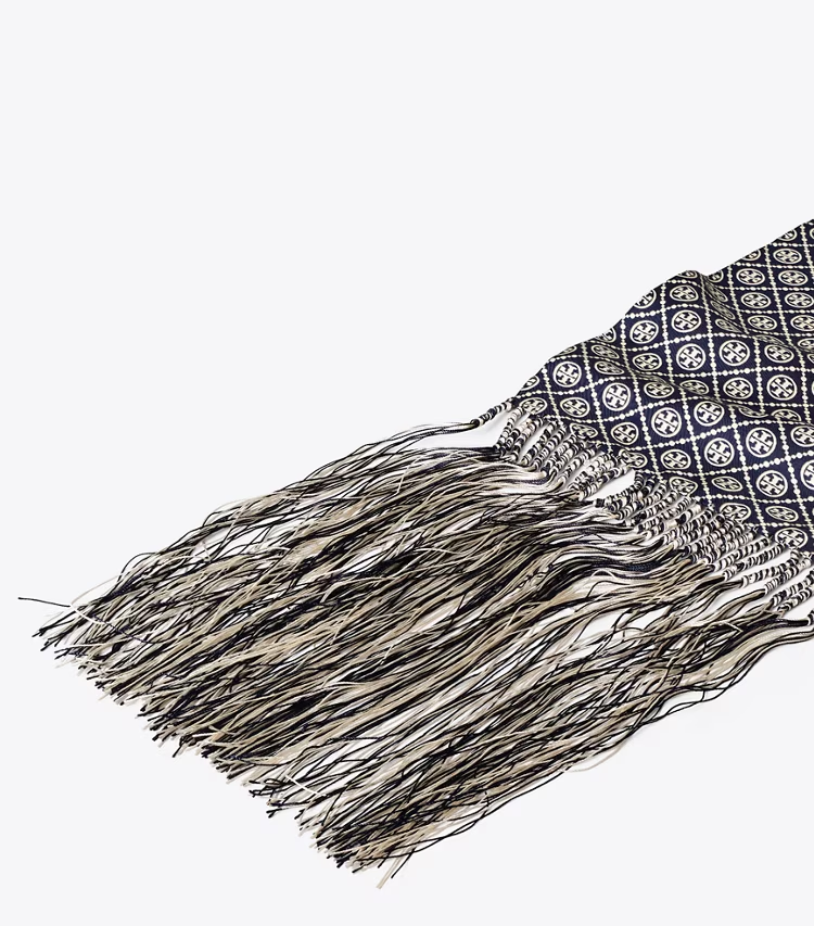 T Monogram Fringed Oblong Scarf - Image 2