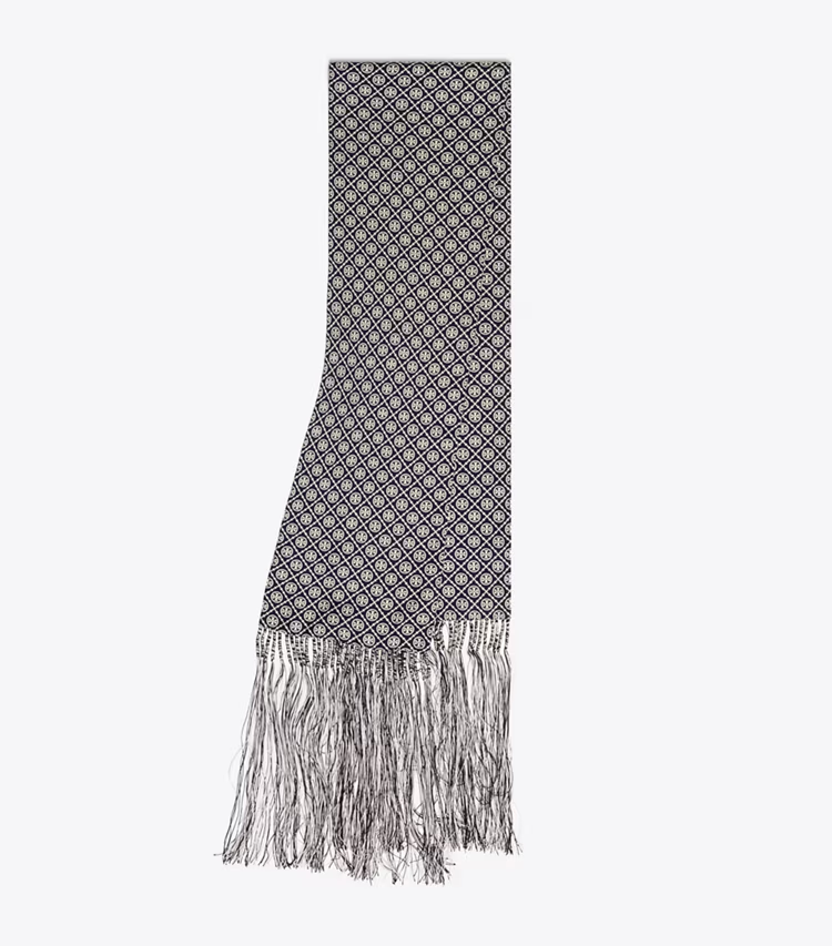 T Monogram Fringed Oblong Scarf - Image 3
