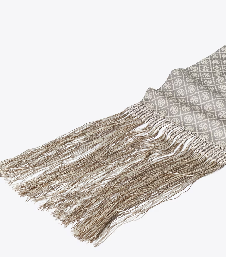 T Monogram Fringed Oblong Scarf - Image 2