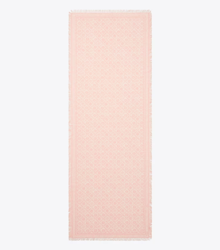 T Monogram Floral Oblong Scarf