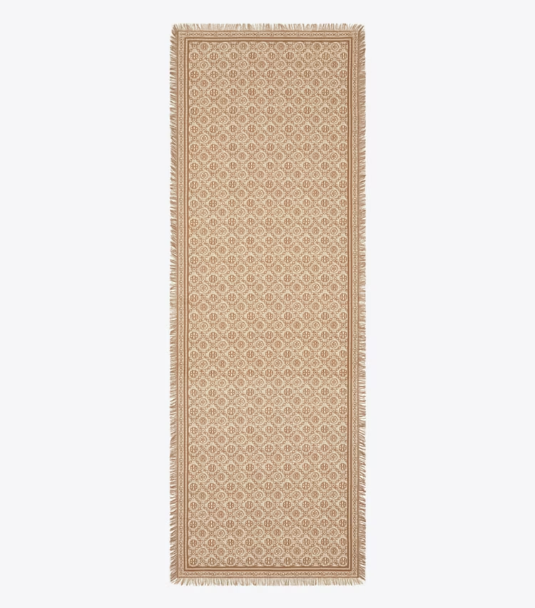 T Monogram Floral Oblong Scarf
