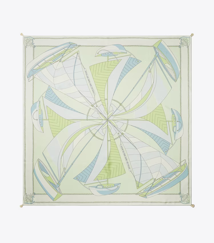Sailboat Spiral Silk Square Scarf