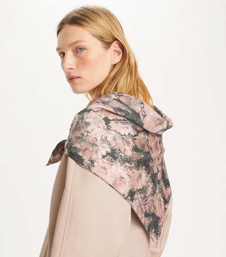 Pixel Flower Silk Square Scarf - Image 4