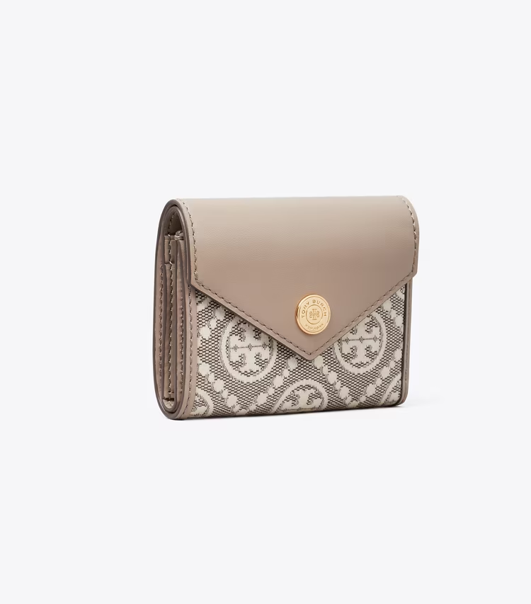 T Monogram Coated Jacquard Envelope Small Wallet