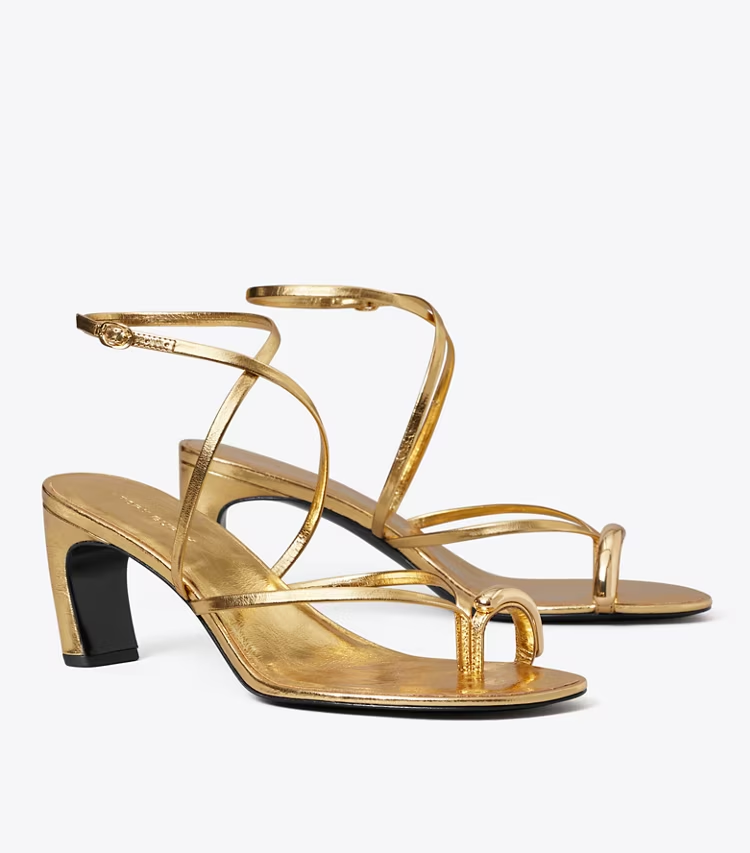 Pierced Multi-Strap Heeled Sandal