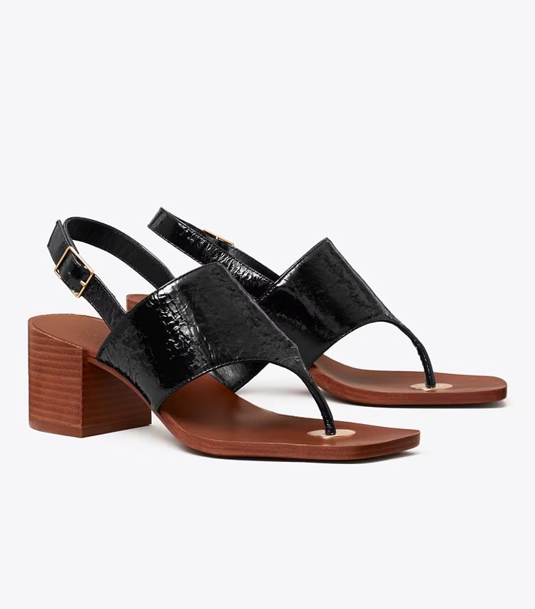 Double T Coin Heeled Sandal
