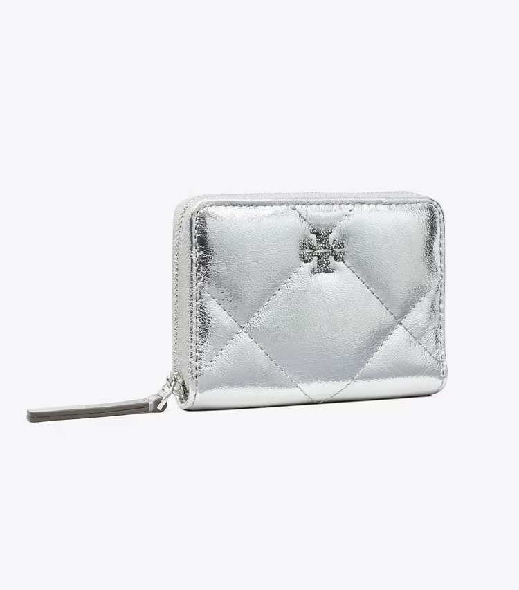 Small Kira Diamond Quilt Metallic Zip-Around Wallet