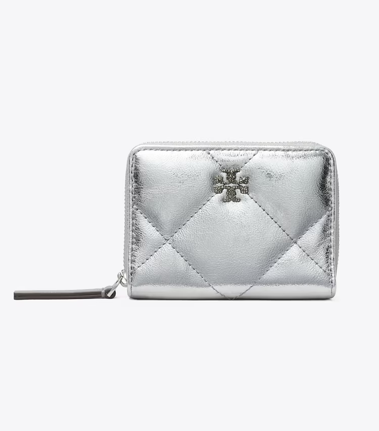 Small Kira Diamond Quilt Metallic Zip-Around Wallet - Image 2