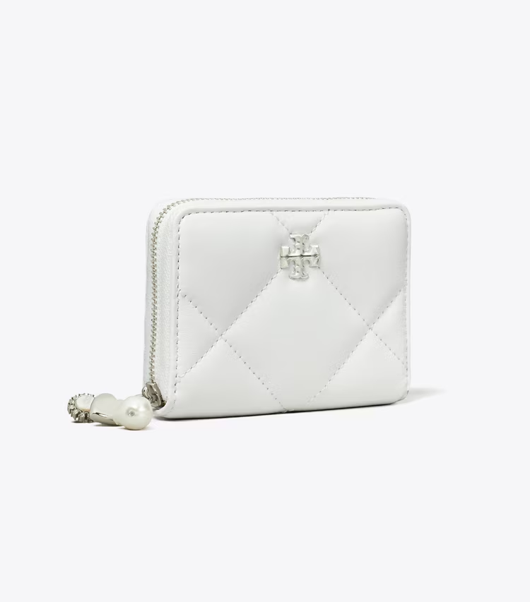 Small Kira Diamond Quilt Distressed Charm Zip-Around Wallet