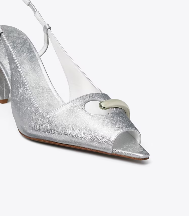 Pierced Peep-Toe Slingback - Image 4