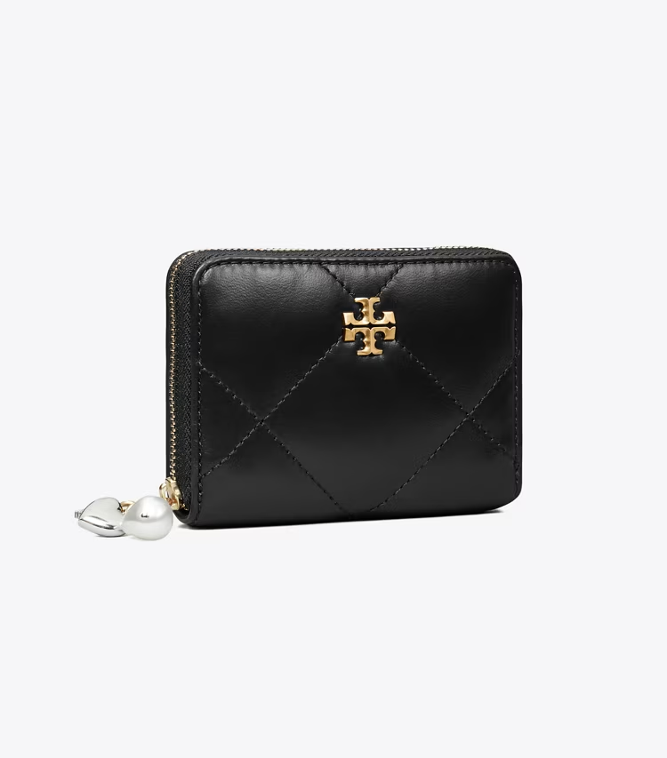 Small Kira Diamond Quilt Charm Zip Wallet