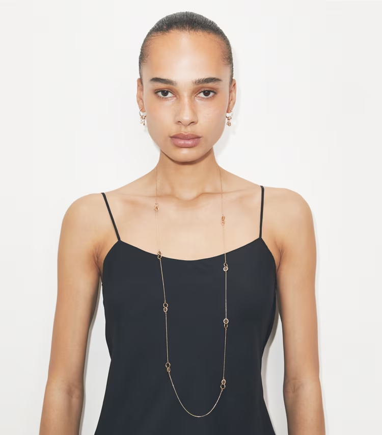 Long Icon PavÉ Interlocking Necklace - Image 4