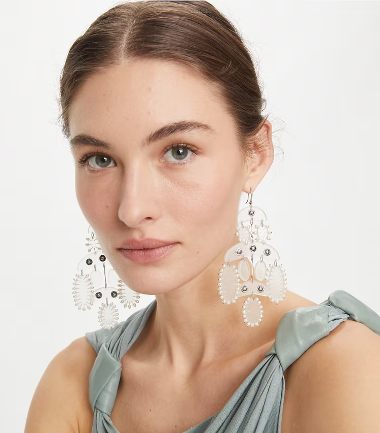 Abstract Beaded Chandelier Earrings - Image 3