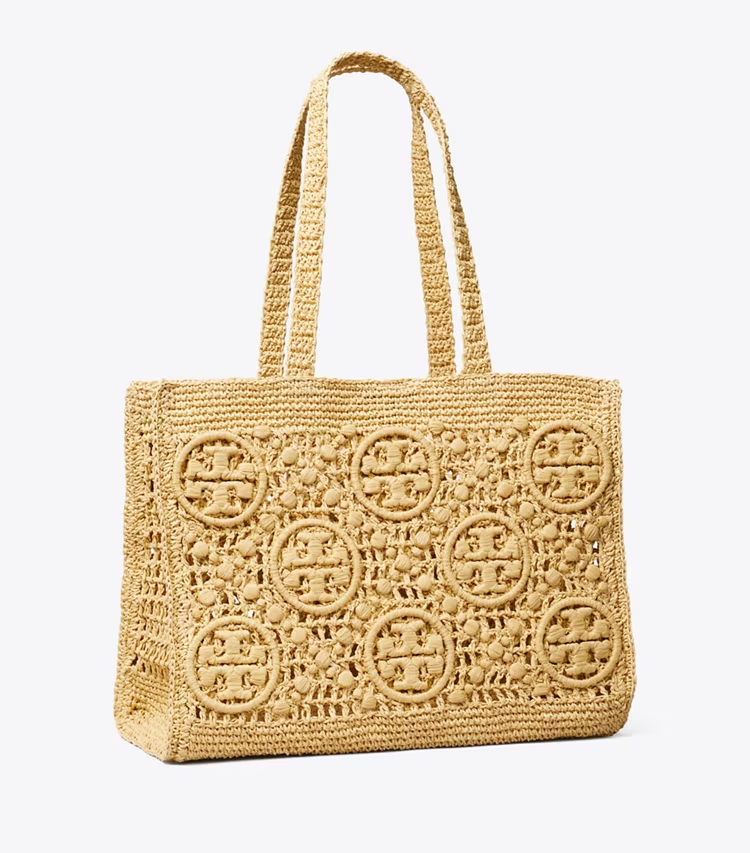 T Monogram Crochet Tote