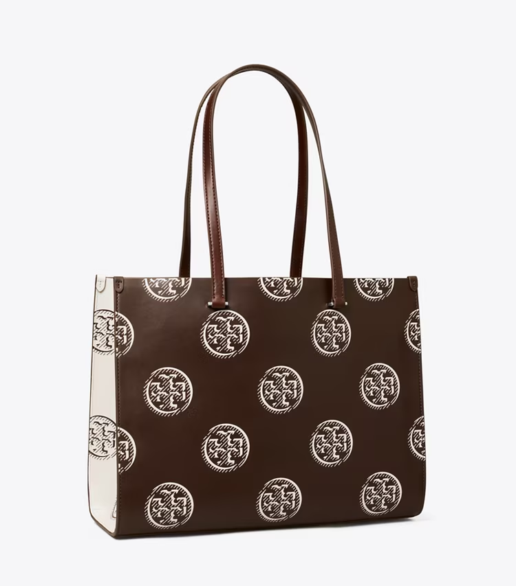 T Monogram Contrast Embossed Tote