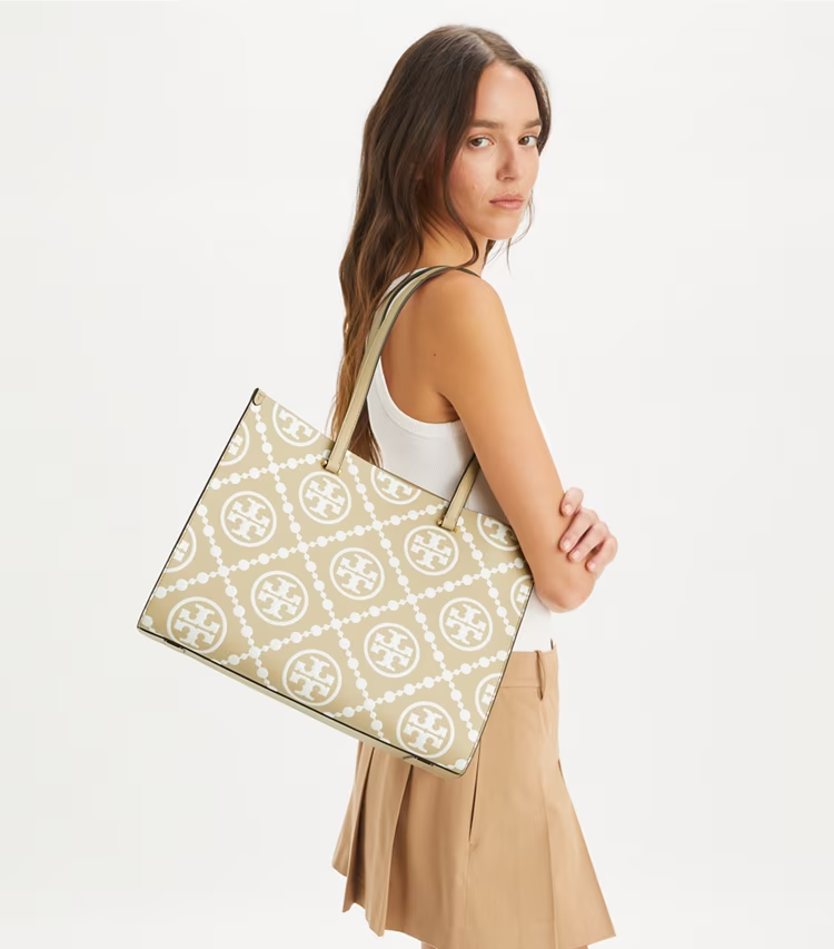 T Monogram Contrast Embossed Tote - Image 2