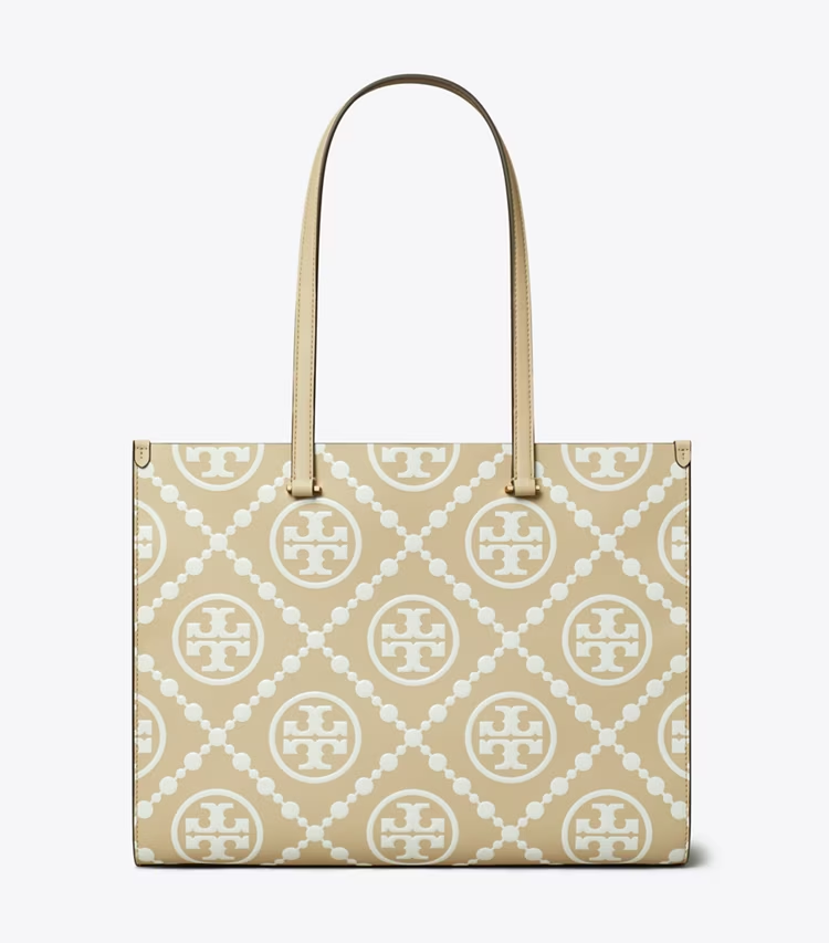T Monogram Contrast Embossed Tote - Image 3