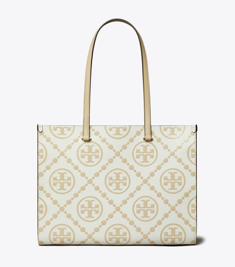 T Monogram Contrast Embossed Tote - Image 4