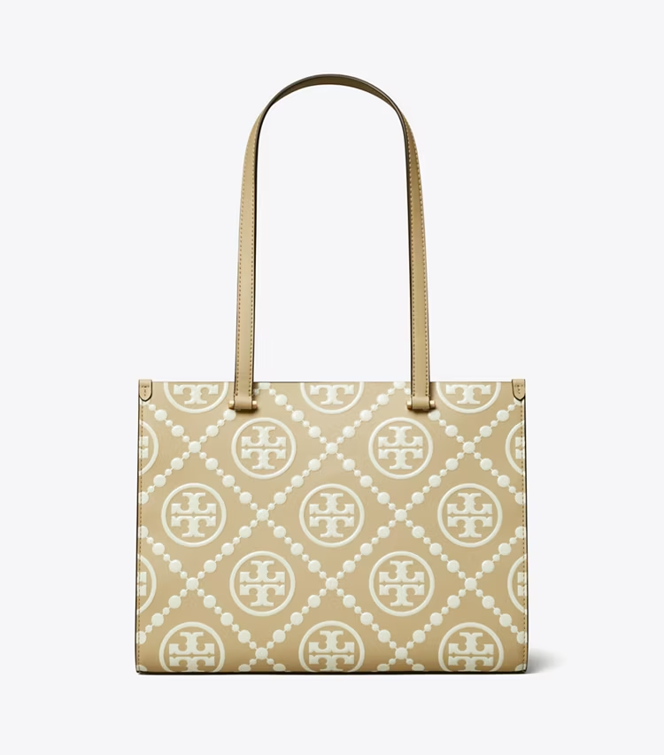 T Monogram Contrast Embossed Small Tote - Image 3