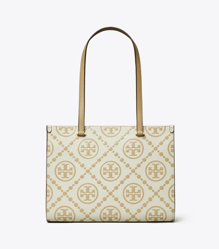 T Monogram Contrast Embossed Small Tote - Image 4