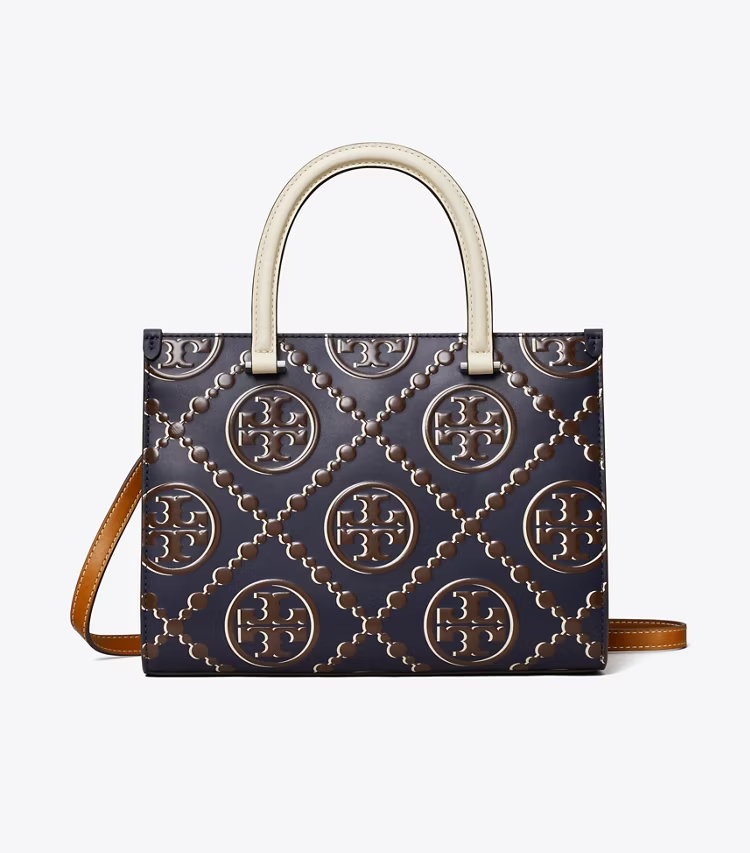 T Monogram Contrast Embossed Top-Handle Tote - Image 4