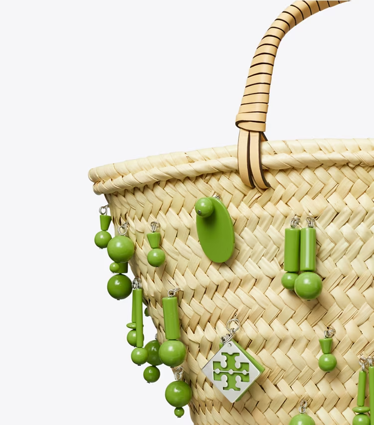 Small Raffia Embroidered Tote - Image 4