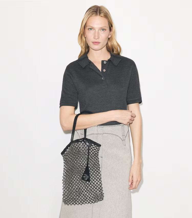 Small Handwoven Chain Mesh Tote - Image 2