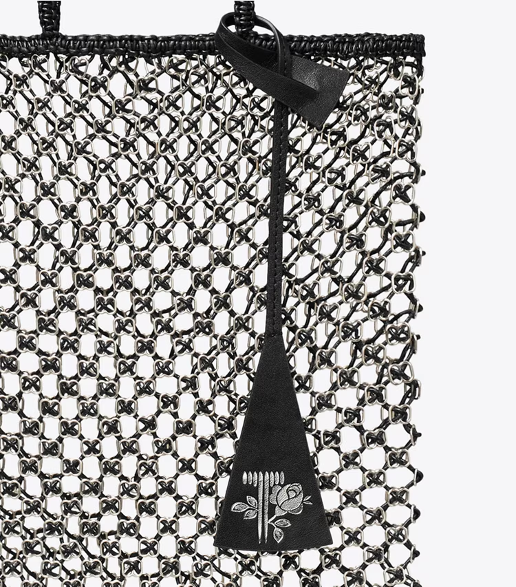 Small Handwoven Chain Mesh Tote - Image 4