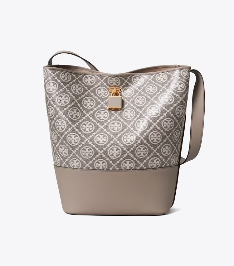 T Monogram Coated Jacquard Lock Slim Bucket Bag - Image 3