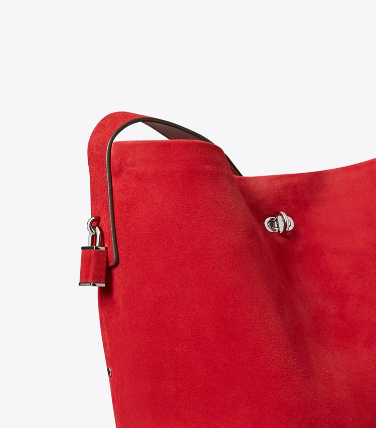 Suede Slim Bucket Bag - Image 4