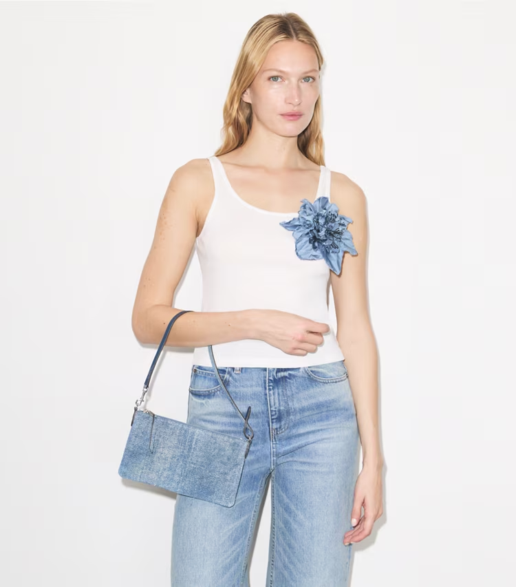 Suede Print Denim Pochette - Image 2