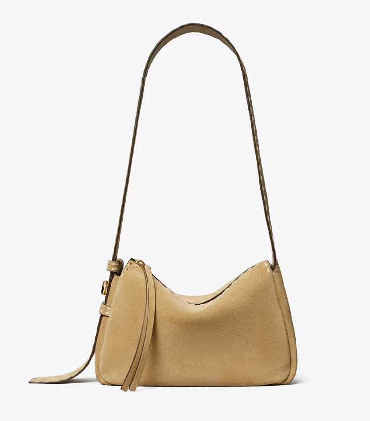 Small Romy Suede Pick Stitch Shoulder Bag - Image 3