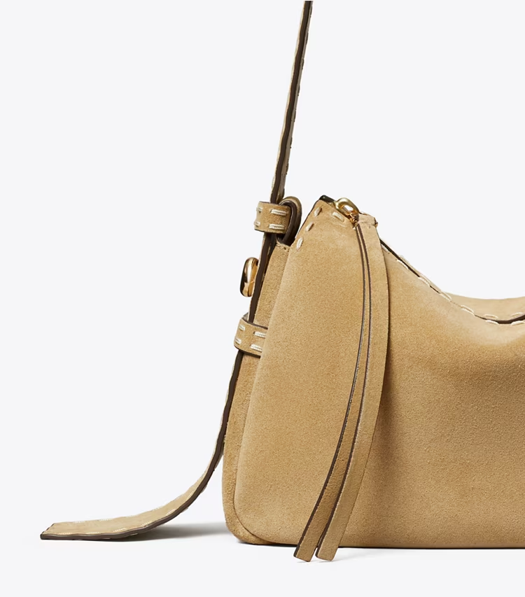 Small Romy Suede Pick Stitch Shoulder Bag - Image 4