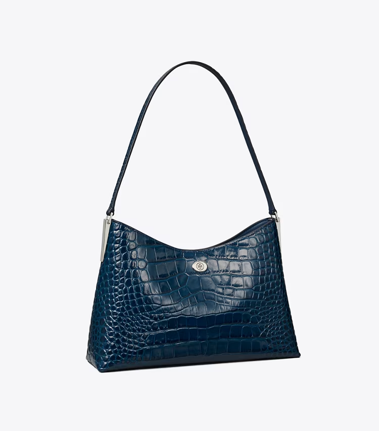 Small Robinson Croc-Embossed Shoulder Bag