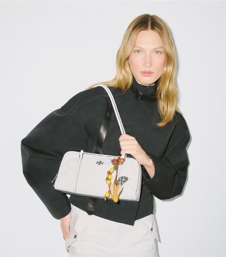 Small Crinkle Leather Marshmallow Satchel - Image 2