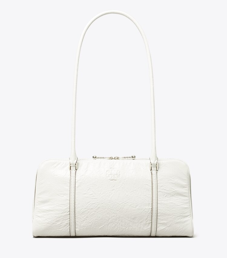 Small Crinkle Leather Marshmallow Satchel - Image 3