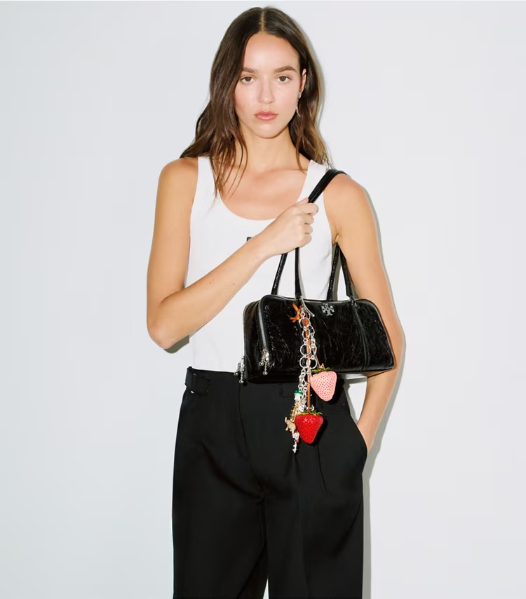 Small Crinkle Leather Marshmallow Satchel - Image 2