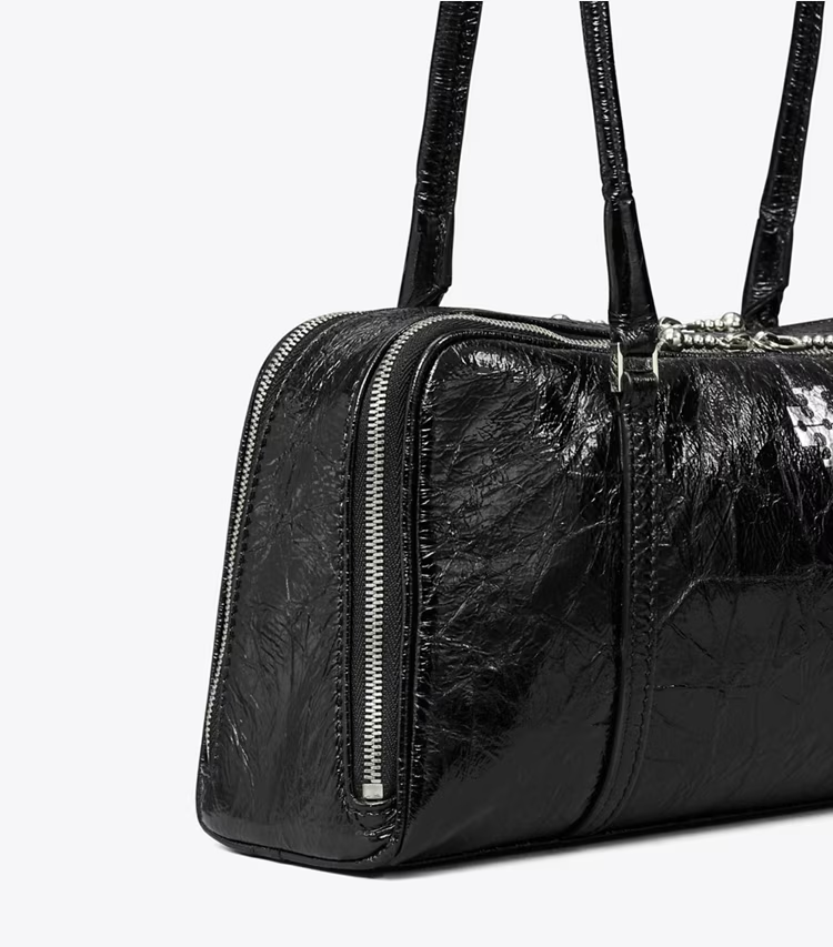 Small Crinkle Leather Marshmallow Satchel - Image 4