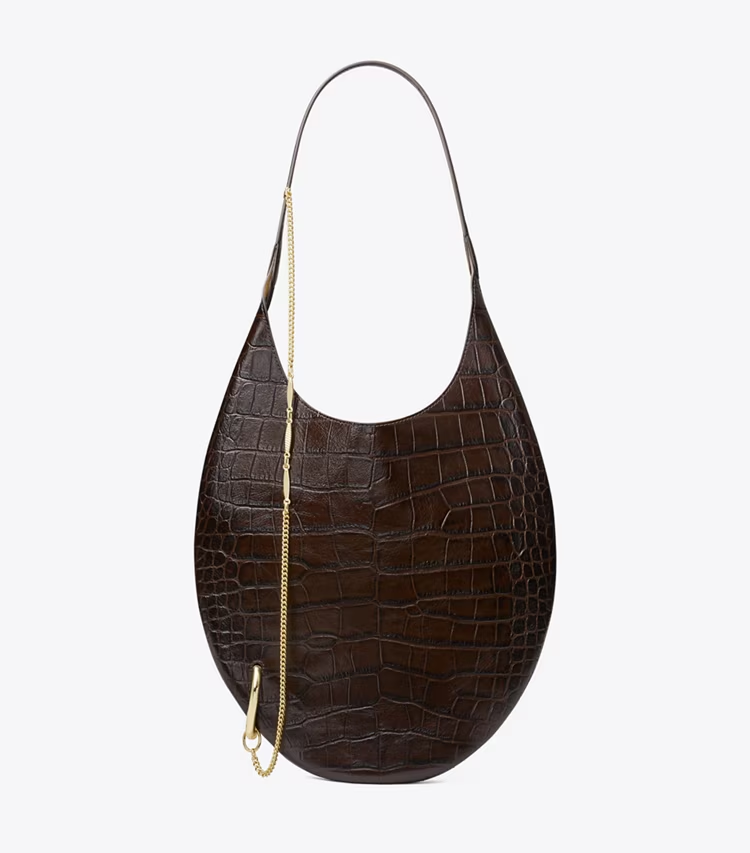 Pierced Croc-Embossed Soft Bag - Image 3