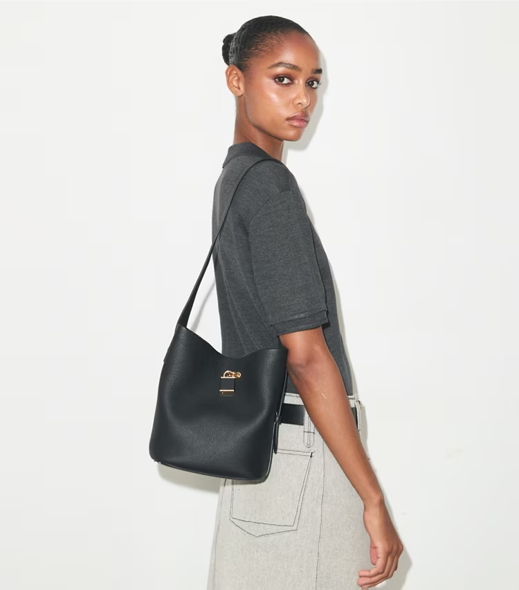 Medium Lock Slim Bucket Bag - Image 2