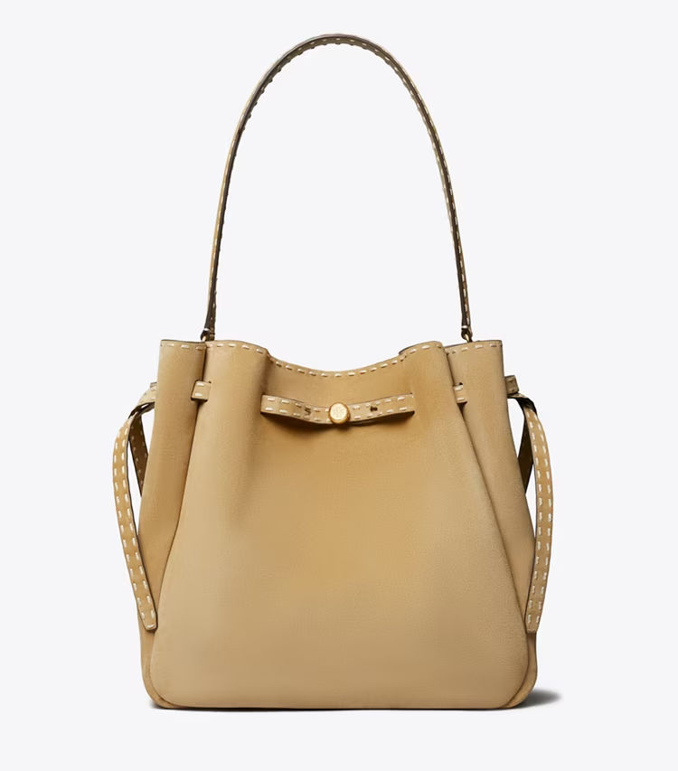 Large Romy Suede Pick Stitch Bucket Bag - Image 3