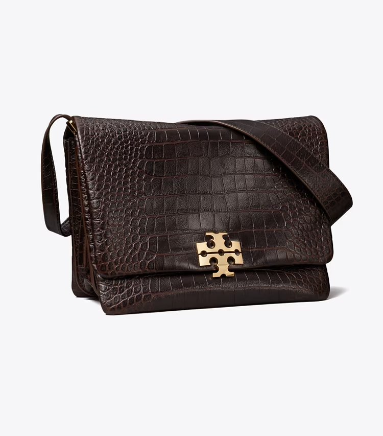 Large Charlie Runway Croc-Embossed Shoulder Bag