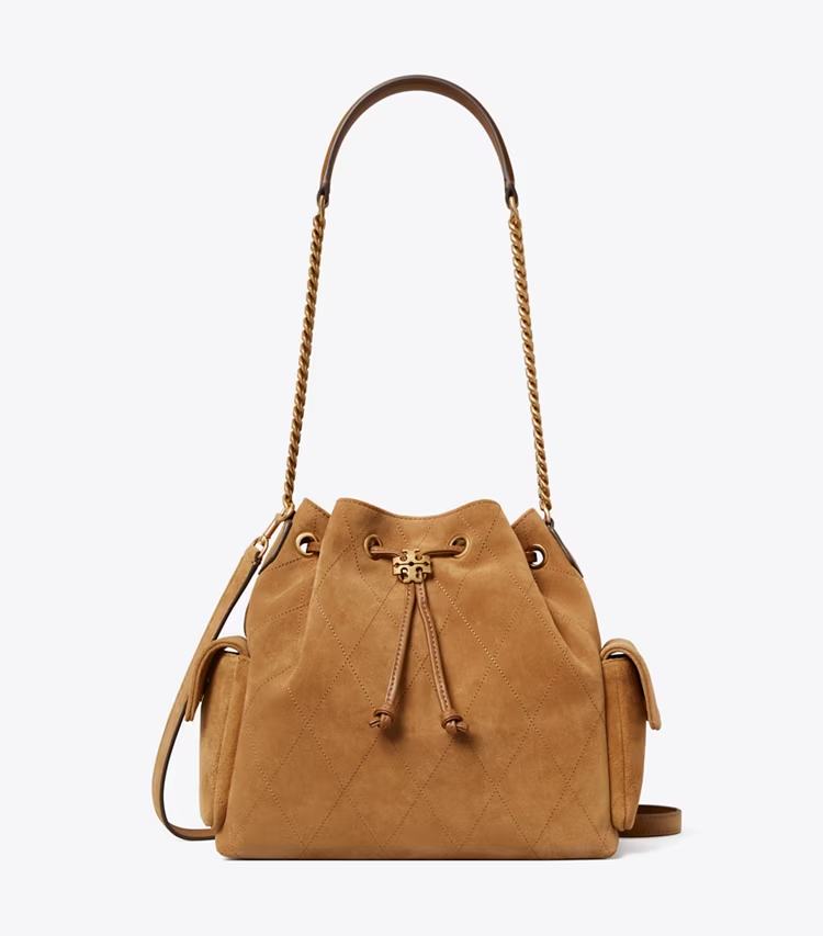 Charlie Quilted Suede Drawstring Shoulder Bag - Image 4