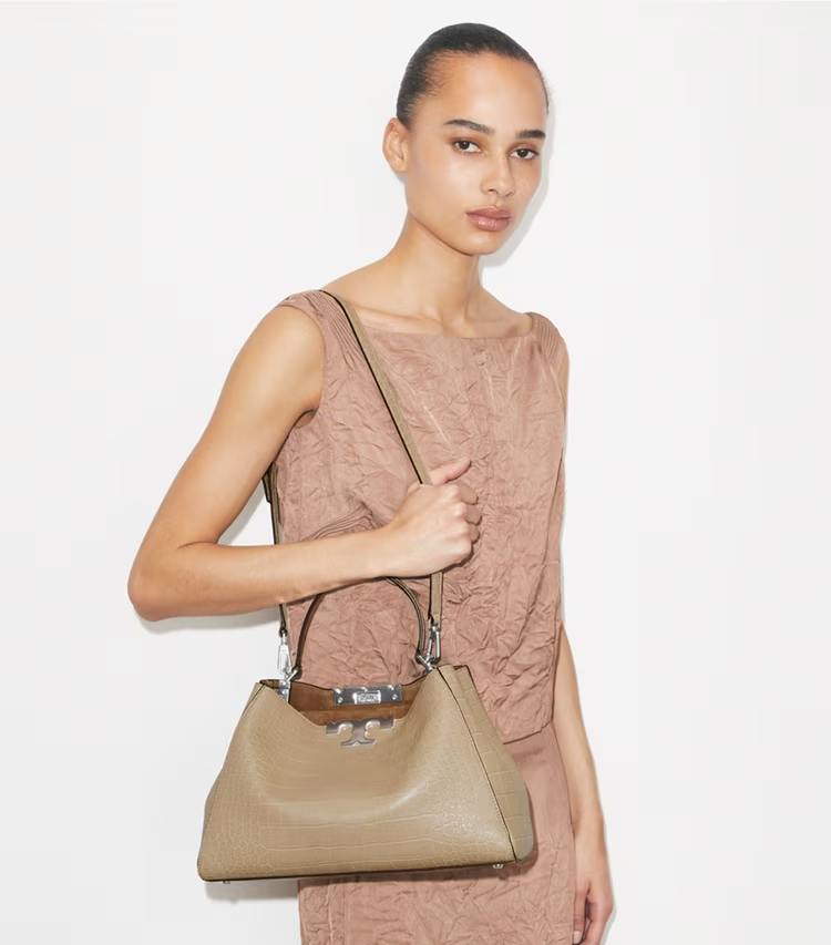 Eleanor Soft Croc-Embossed Satchel - Image 2