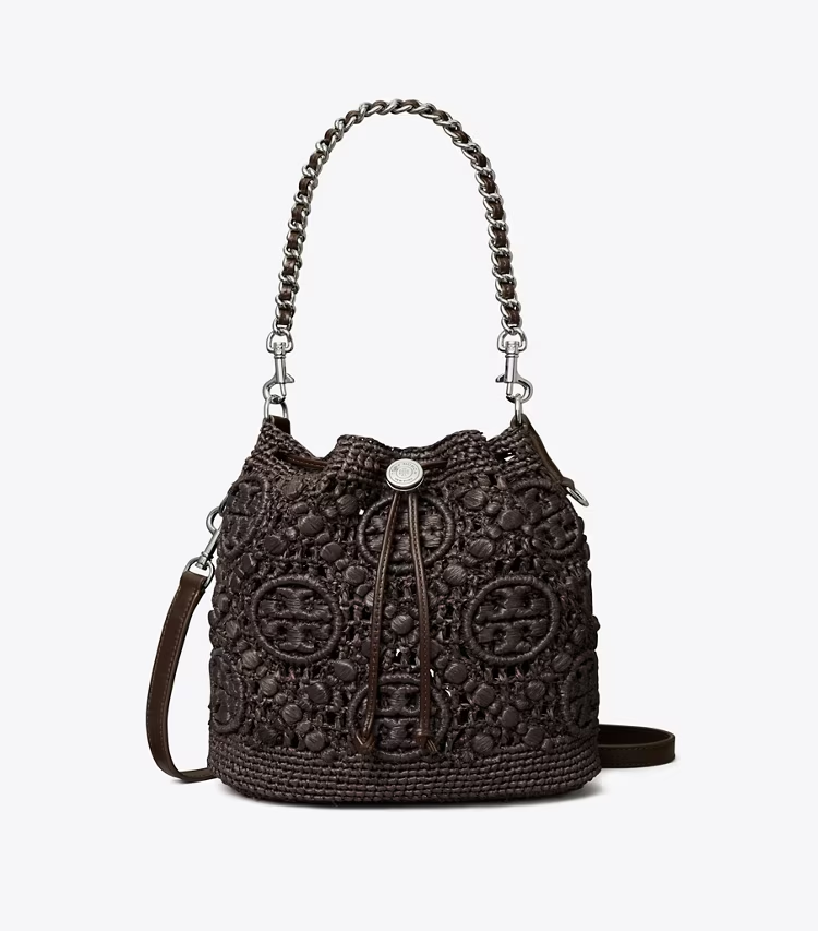 T Monogram Raffia Bucket Bag - Image 4