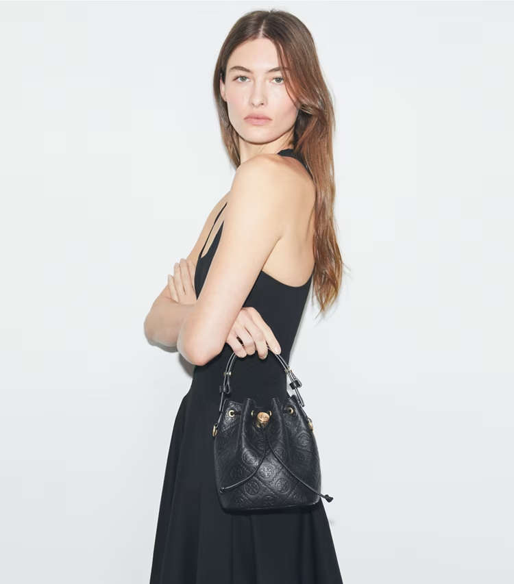 T Monogram Pebbled Mini Bucket Bag - Image 3