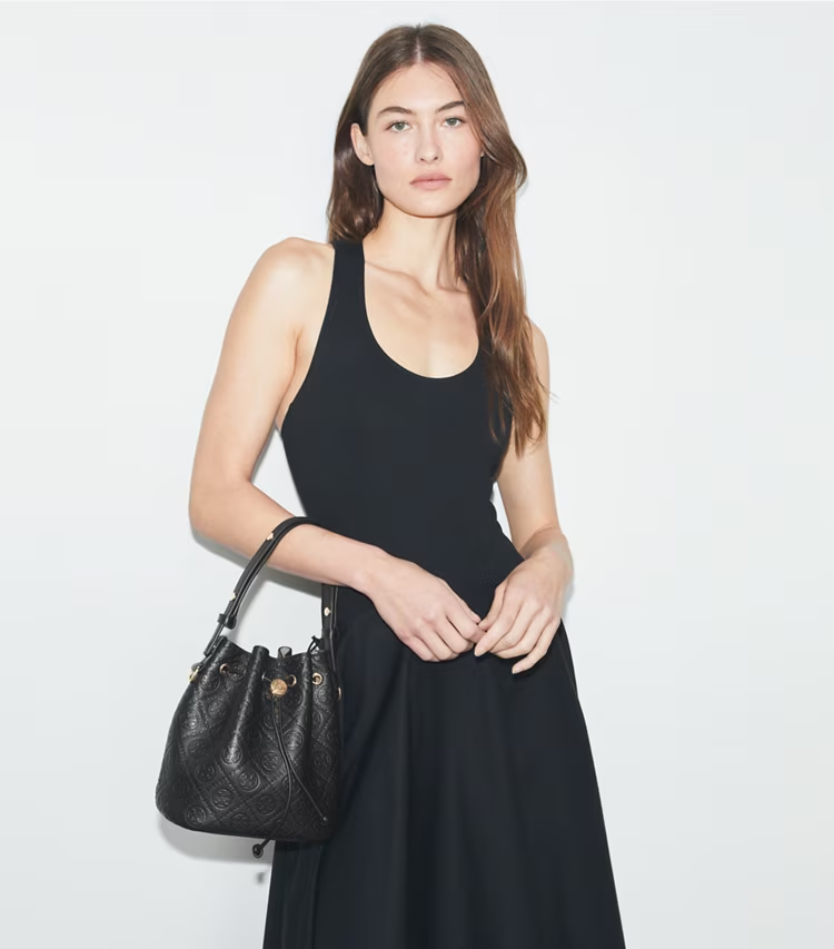 T Monogram Pebbled Bucket Bag - Image 3