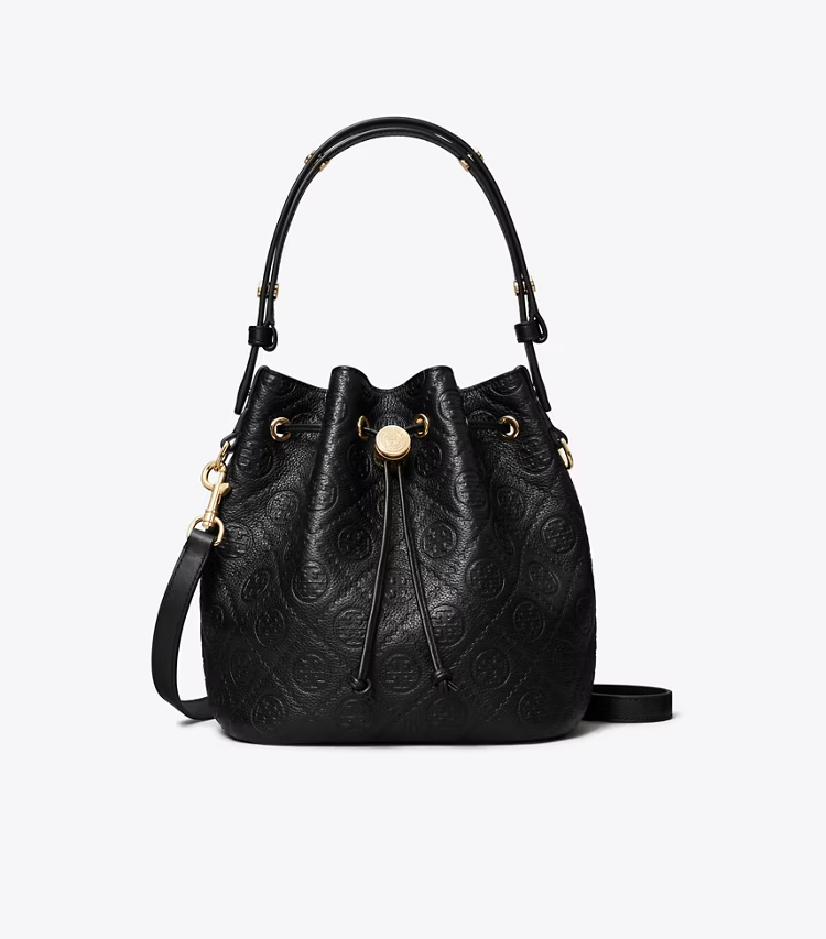 T Monogram Pebbled Bucket Bag - Image 4